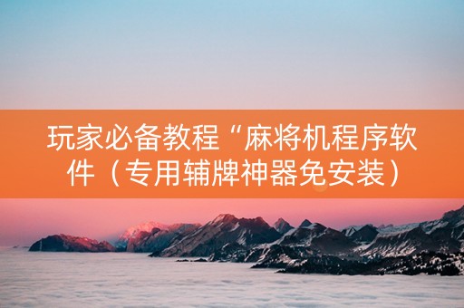 玩家必备教程“麻将机程序软件（专用辅牌神器免安装）