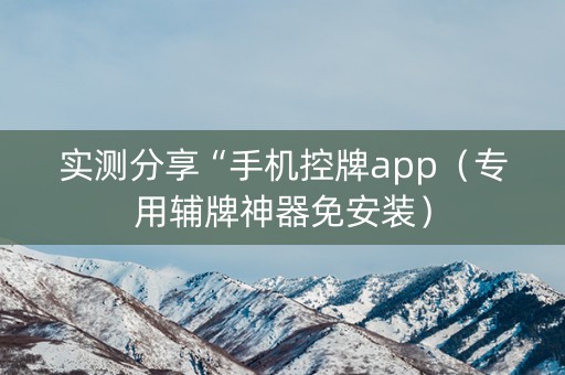 实测分享“手机控牌app（专用辅牌神器免安装）