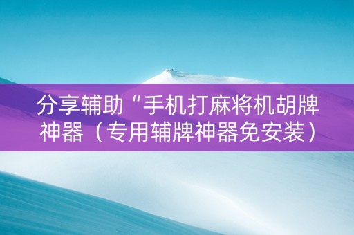 分享辅助“手机打麻将机胡牌神器（专用辅牌神器免安装）