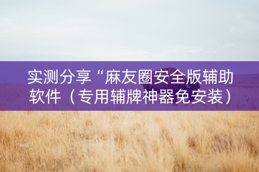 实测分享“麻友圈安全版辅助软件（专用辅牌神器免安装）
