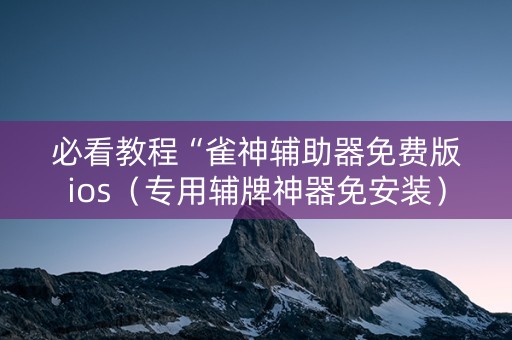 必看教程“雀神辅助器免费版ios（专用辅牌神器免安装）