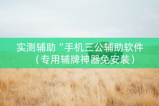 实测辅助“手机三公辅助软件（专用辅牌神器免安装）