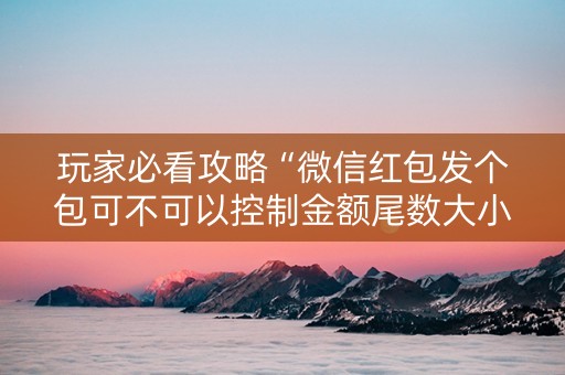 玩家必看攻略“微信红包发个包可不可以控制金额尾数大小”（详细透视教程）-哔哩哔哩