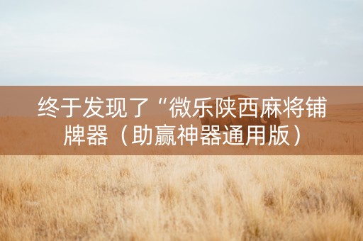终于发现了“微乐陕西麻将铺牌器（助赢神器通用版）