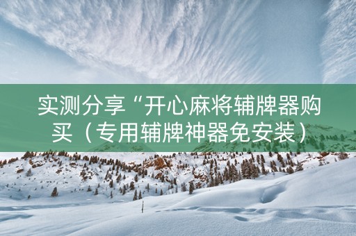 实测分享“开心麻将辅牌器购买（专用辅牌神器免安装）