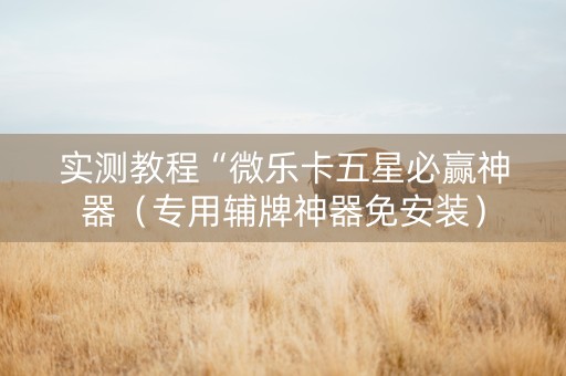 实测教程“微乐卡五星必赢神器（专用辅牌神器免安装）