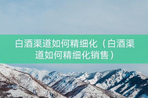 白酒渠道如何精细化（白酒渠道如何精细化销售）