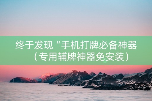 终于发现“手机打牌必备神器（专用辅牌神器免安装）