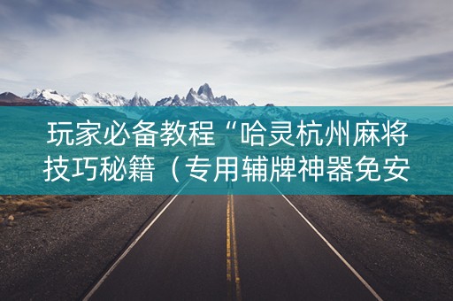 玩家必备教程“哈灵杭州麻将技巧秘籍（专用辅牌神器免安装）