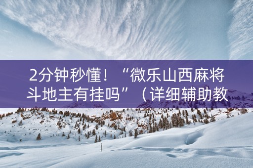 2分钟秒懂！“微乐山西麻将斗地主有挂吗”（详细辅助教程）-哔哩哔哩