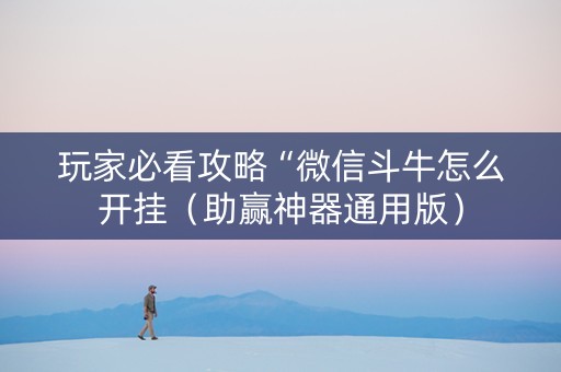 玩家必看攻略“微信斗牛怎么开挂（助赢神器通用版）