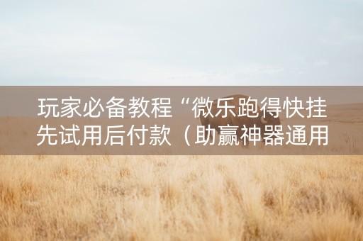 玩家必备教程“微乐跑得快挂先试用后付款（助赢神器通用版）