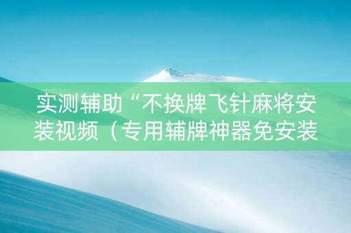 实测辅助“不换牌飞针麻将安装视频（专用辅牌神器免安装）