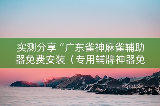 实测分享“广东雀神麻雀辅助器免费安装（专用辅牌神器免安装）