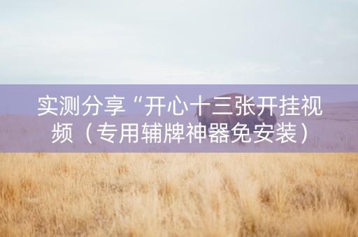 实测分享“开心十三张开挂视频（专用辅牌神器免安装）