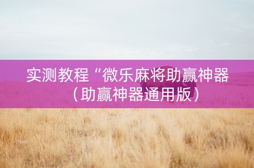 实测教程“微乐麻将助赢神器（助赢神器通用版）