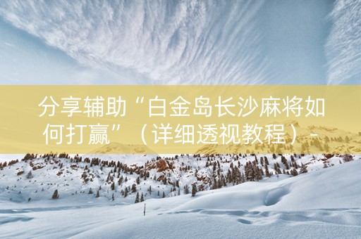 分享辅助“白金岛长沙麻将如何打赢”（详细透视教程）-哔哩哔哩