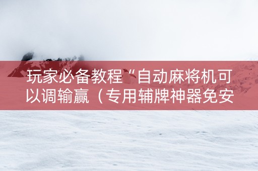 玩家必备教程“自动麻将机可以调输赢（专用辅牌神器免安装）