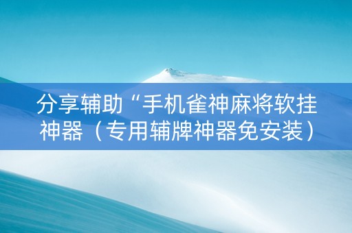 分享辅助“手机雀神麻将软挂神器（专用辅牌神器免安装）