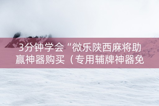 3分钟学会“微乐陕西麻将助赢神器购买（专用辅牌神器免安装）