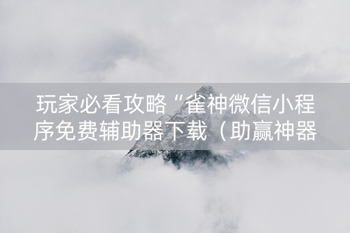玩家必看攻略“雀神微信小程序免费辅助器下载（助赢神器通用版）