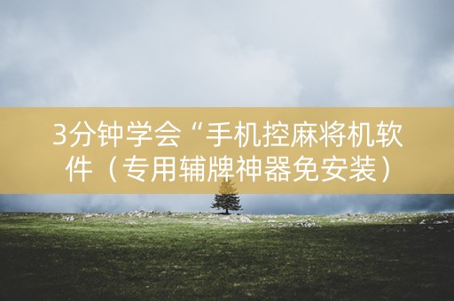 3分钟学会“手机控麻将机软件（专用辅牌神器免安装）