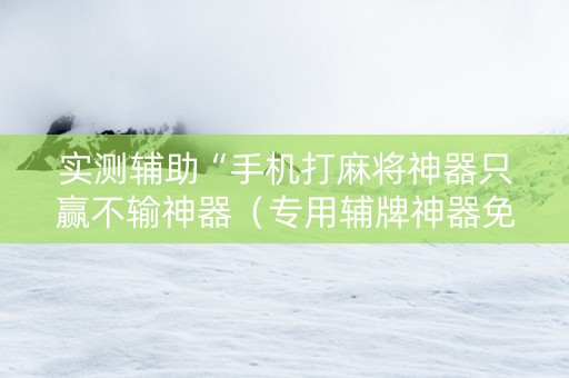实测辅助“手机打麻将神器只赢不输神器（专用辅牌神器免安装）
