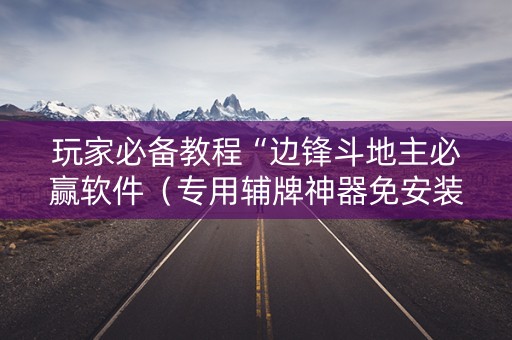 玩家必备教程“边锋斗地主必赢软件（专用辅牌神器免安装）