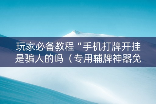 玩家必备教程“手机打牌开挂是骗人的吗（专用辅牌神器免安装）