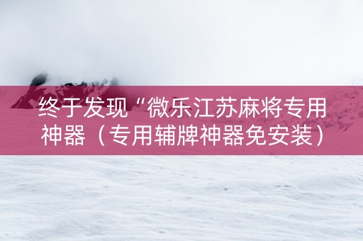 终于发现“微乐江苏麻将专用神器（专用辅牌神器免安装）