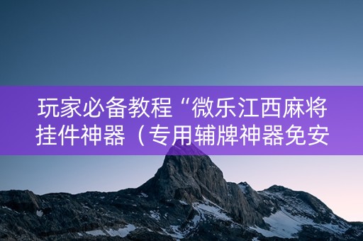 玩家必备教程“微乐江西麻将挂件神器（专用辅牌神器免安装）