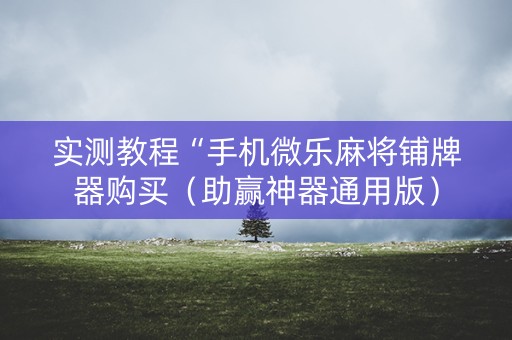 实测教程“手机微乐麻将铺牌器购买（助赢神器通用版）