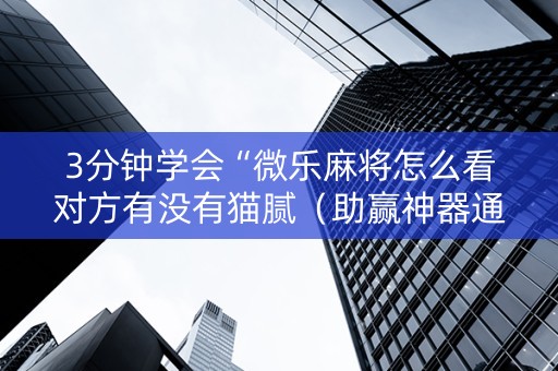 3分钟学会“微乐麻将怎么看对方有没有猫腻（助赢神器通用版）