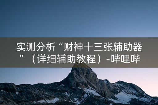 实测分析“财神十三张辅助器”（详细辅助教程）-哔哩哔哩