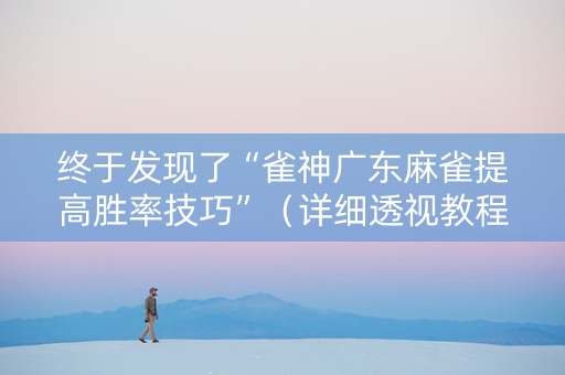 终于发现了“雀神广东麻雀提高胜率技巧”（详细透视教程）-哔哩哔哩
