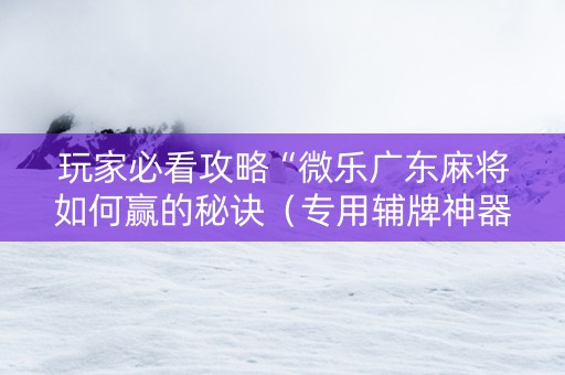 玩家必看攻略“微乐广东麻将如何赢的秘诀（专用辅牌神器免安装）