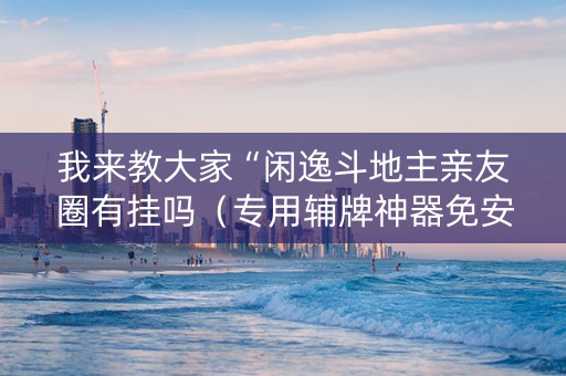 我来教大家“闲逸斗地主亲友圈有挂吗（专用辅牌神器免安装）