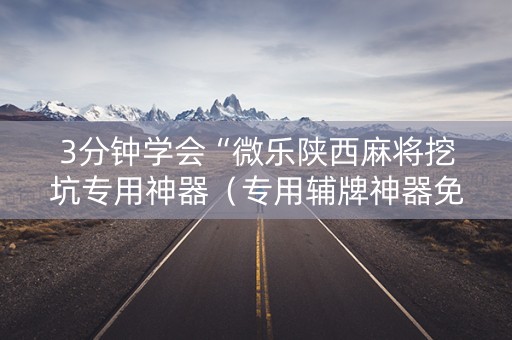 3分钟学会“微乐陕西麻将挖坑专用神器（专用辅牌神器免安装）