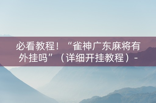 必看教程！“雀神广东麻将有外挂吗”（详细开挂教程）-哔哩哔哩