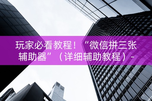 玩家必看教程！“微信拼三张辅助器”（详细辅助教程）-哔哩哔哩