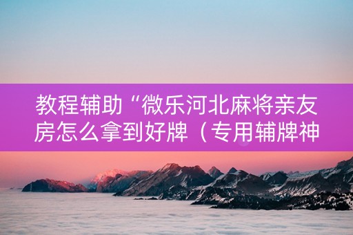 教程辅助“微乐河北麻将亲友房怎么拿到好牌（专用辅牌神器免安装）
