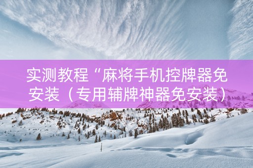 实测教程“麻将手机控牌器免安装（专用辅牌神器免安装）