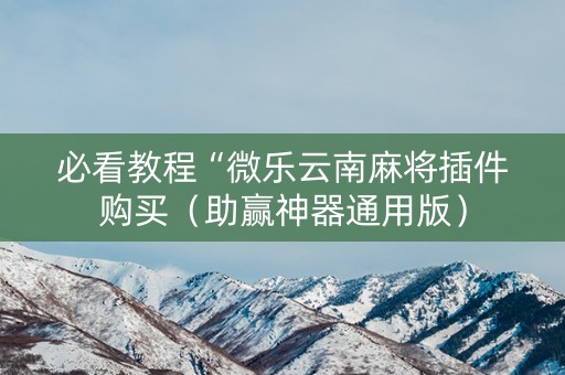 必看教程“微乐云南麻将插件购买（助赢神器通用版）