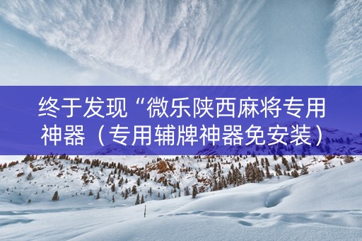 终于发现“微乐陕西麻将专用神器（专用辅牌神器免安装）