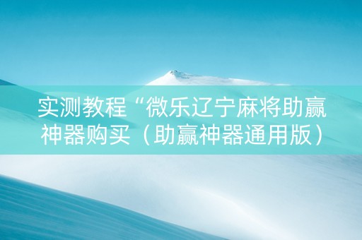 实测教程“微乐辽宁麻将助赢神器购买（助赢神器通用版）