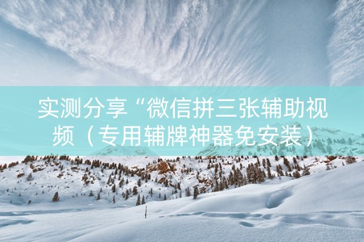 实测分享“微信拼三张辅助视频（专用辅牌神器免安装）