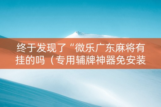 终于发现了“微乐广东麻将有挂的吗（专用辅牌神器免安装）
