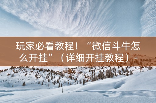 玩家必看教程！“微信斗牛怎么开挂”（详细开挂教程）-哔哩哔哩