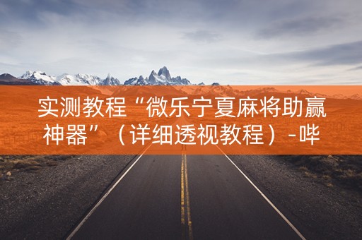 实测教程“微乐宁夏麻将助赢神器”（详细透视教程）-哔哩哔哩