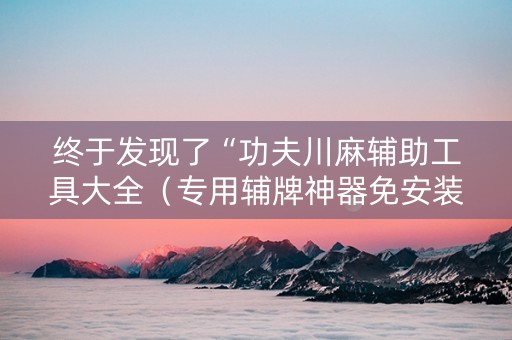 终于发现了“功夫川麻辅助工具大全（专用辅牌神器免安装）